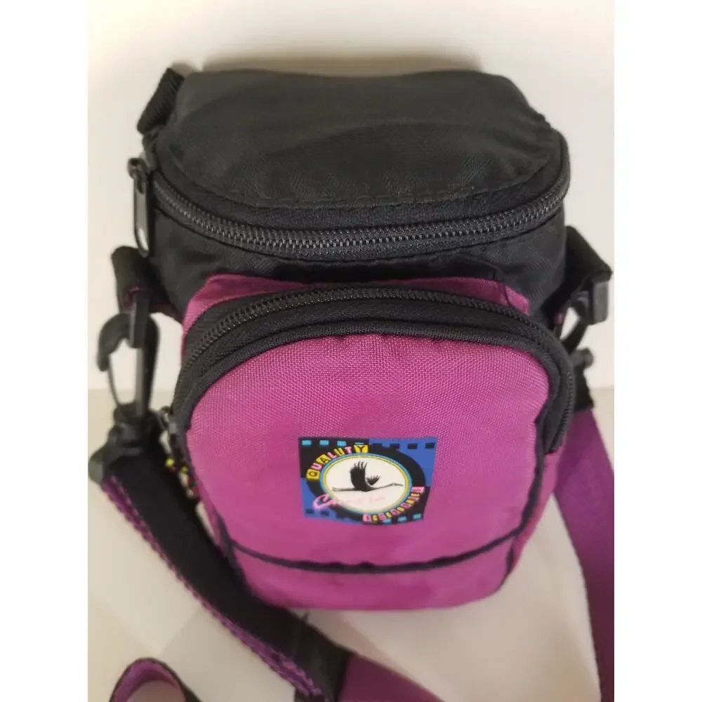 Vtg Quality Camera Accessories Purple Camera Carrying Case 90s Style & Strap